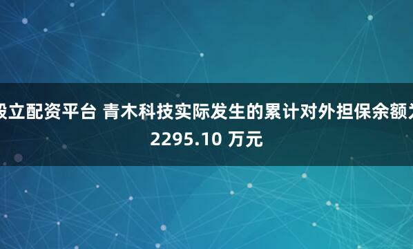毅立配资平台 青木科技实际发生的累计对外担保余额为2295.10 万元